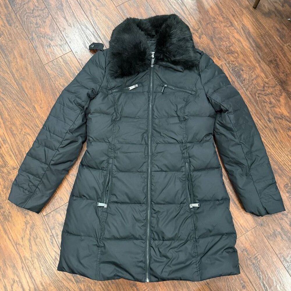 DNKY - M - winter black puffer parka below waist with detachable hood